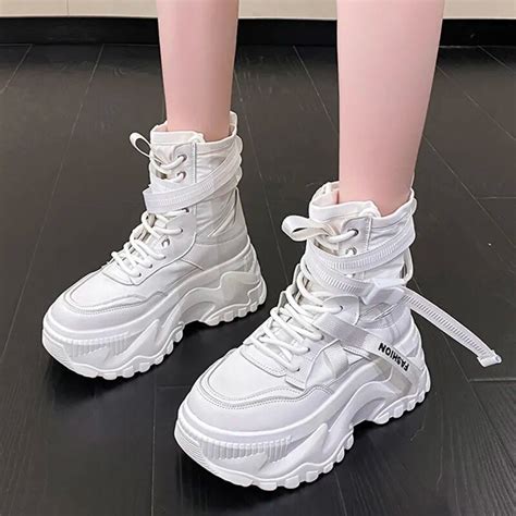 Cool Girls Shoes With Thick Bottoms And White Laces Elegachic Style