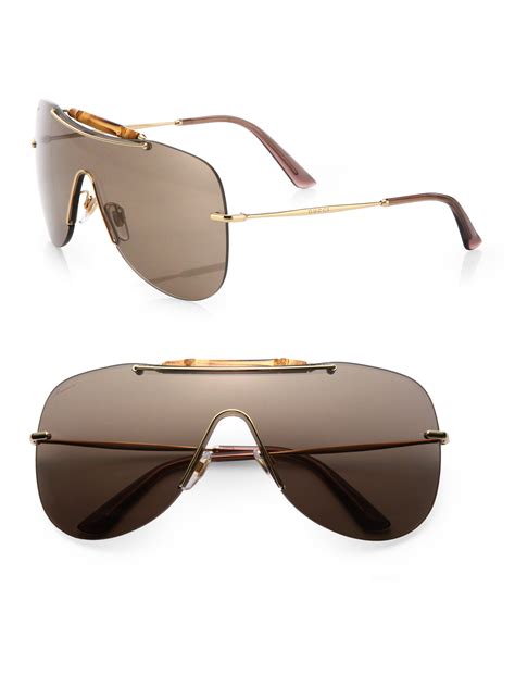 Gucci Bamboo Shield Sunglasses In Metallic Lyst