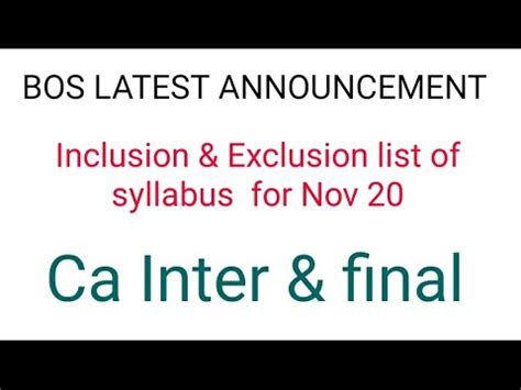 The institute of chartered accountants of india launched the bos knowledge portal as an umbrella portal wherein all services related to the study content for ca can be accessed under one roof. ICAI ,Bos latest announcement for nov 20 exams| ca inter ...