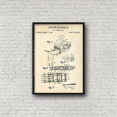 1962 Ski Doo Snowmobile Patent Art Print Snowmobile Patent Etsy Patent Art Prints Patent