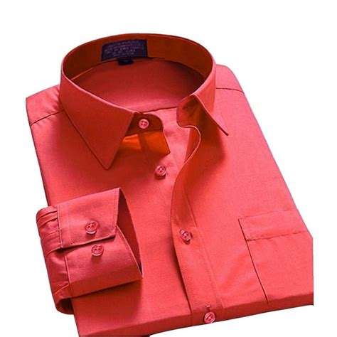 Basic Shirts Mens Long Sleeve Regular Fit Point Collar Dress Shirt