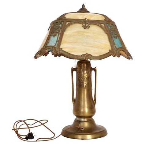 American Art Nouveau Stained Glass Lamp At 1stdibs