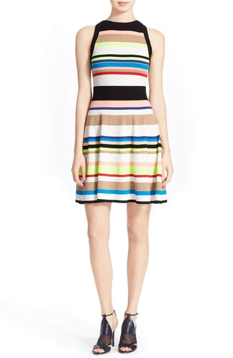 milly stripe knit fit and flare dress nordstrom