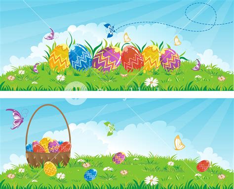 Vector Easter Banners With Eggs Royalty Free Stock Image Storyblocks