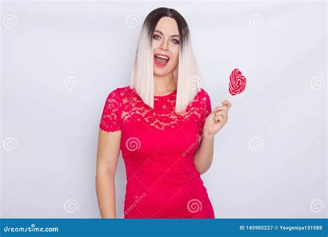 blonde woman with heart candy in her hands stock image image of brown face 145905227