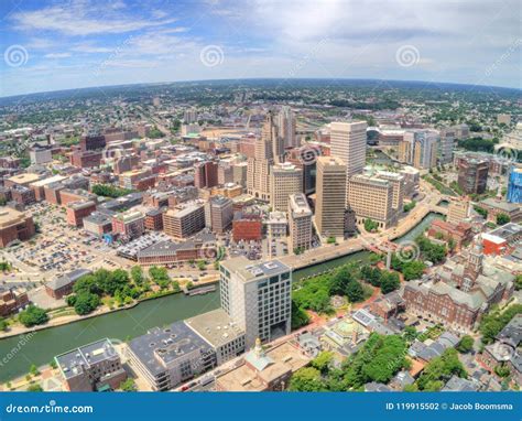 Providence Rhode Island Seen From Above By An Aerial Drone In S Stock