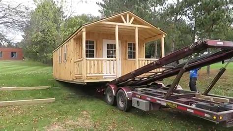 14 X 30 Amish Workshop Tiny House Delivery With F350 And Hydraulic