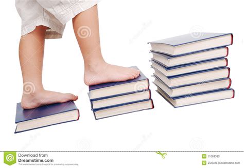 Little Legs Stepping On Books Stairs Stock Photo - Image of foot, happy ...