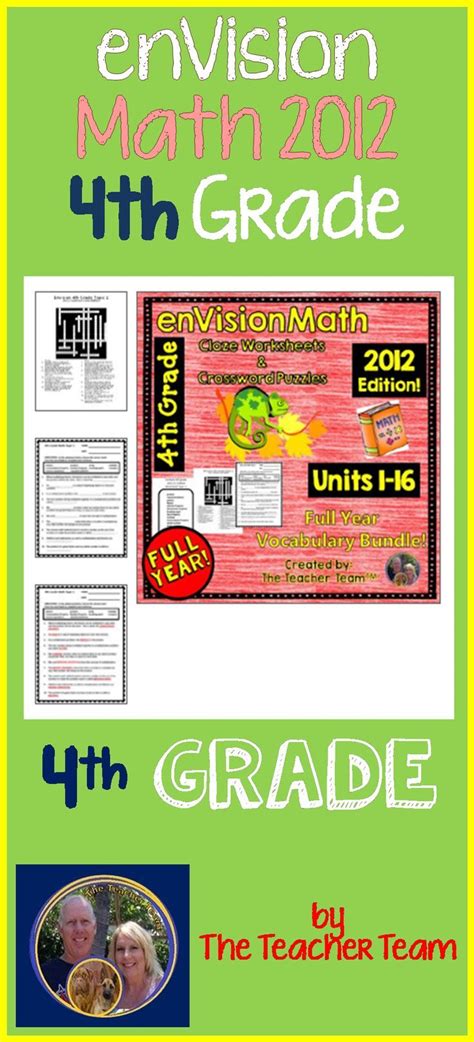 Envision Math 4th Grade Vocabulary Activities Full Year Bundle