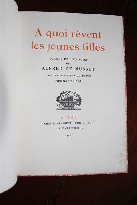 Alfred De Musset A Quoi Rêvent Les Jeunes Filles 1920 Hermann Paul Sur