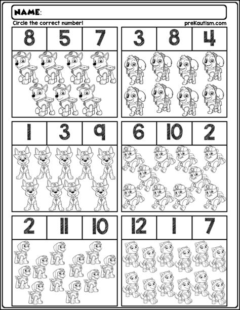 Free Paw Patrol Number Worksheets Kindergarten Math