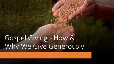 Gospel Giving How And Why We Give Generously Calne Free Church