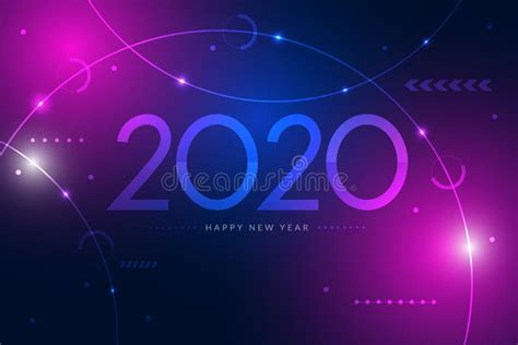 Happy New Year 2020 Design With Futuristic Technology Background Stock