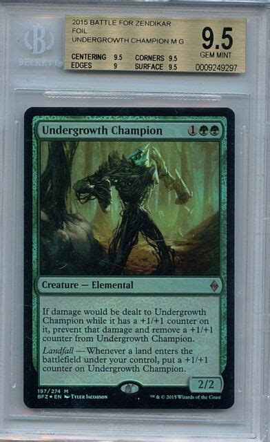 Mtg Undergrowth Champion Bgs 95 Gem Mint Zendikar Mystic Foil Card