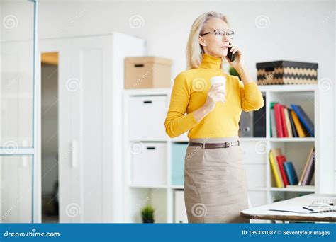 Mature Businesswoman Speaking By Phone Stock Image Image Of Modern Female