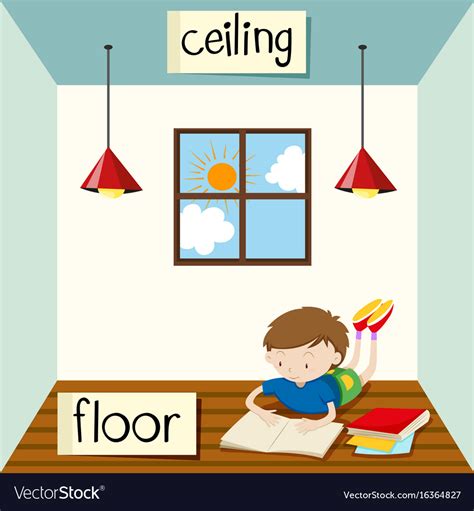 Opposite Wordcard For Ceiling And Floor Royalty Free Vector
