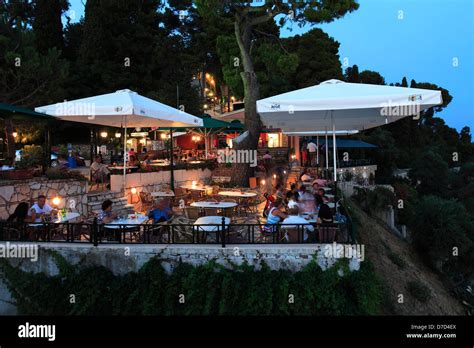 Café Bar Overlooking Mouse Island Corfu Town Corfu Island Greece