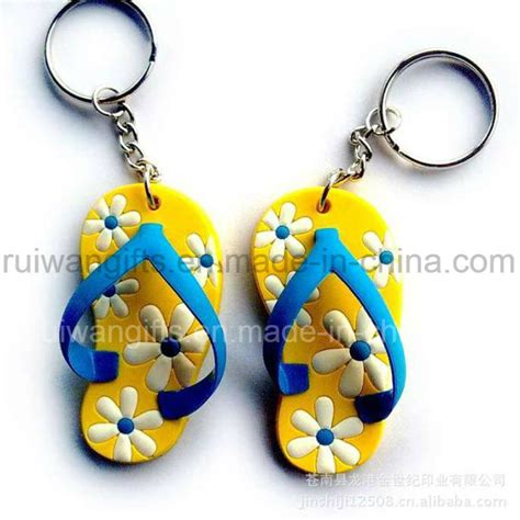 slipper soft pvc rubber keyholder with 3d logo china pvc key holder and slipper key holder price