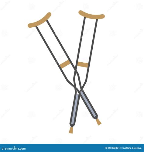 Vector Flat Cartoon Crutch Pair Stock Vector Illustration Of Disabled