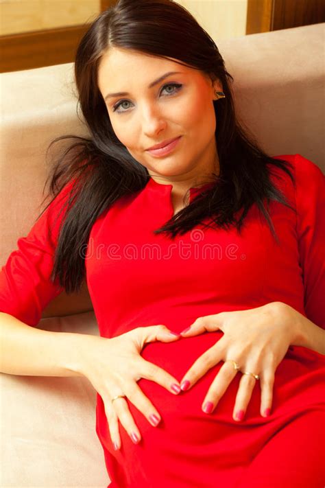 Pregnant Woman Makes Heart Shape Over Belly Stock Photo Image Of