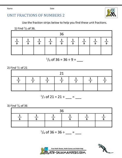 Whole Numbers As Fractions 3rd Grade Worksheets
