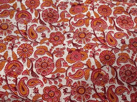 Handloom Fabrics Indian Cotton Fabrics Kalamkari Floral Print Border