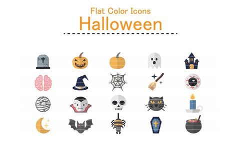 Flat Color Icons Design Set Of Halloween Icons Set On Behance