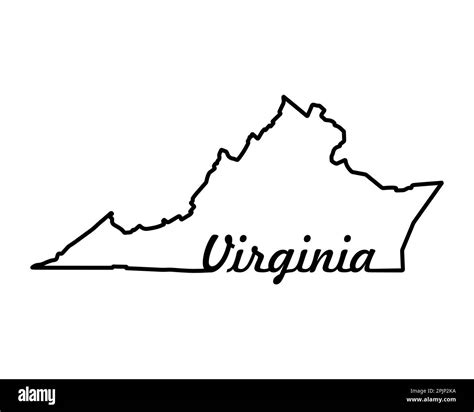 Virginia State Map Us State Map Virginia Outline Symbol Retro