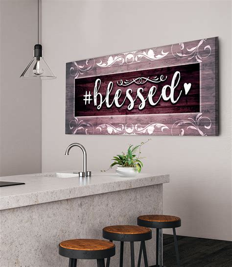 Christian Wall Art Hashtag Blessed Sign Wood Frame Ready To Hang
