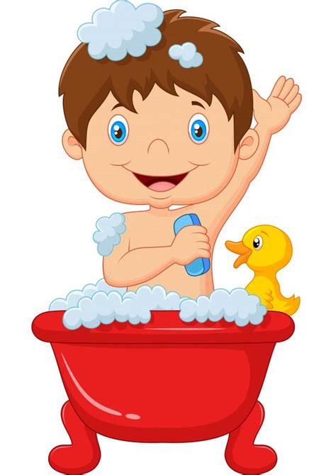 Cartoon Child Taking A Bath Premium Vect Free Vector Freepik