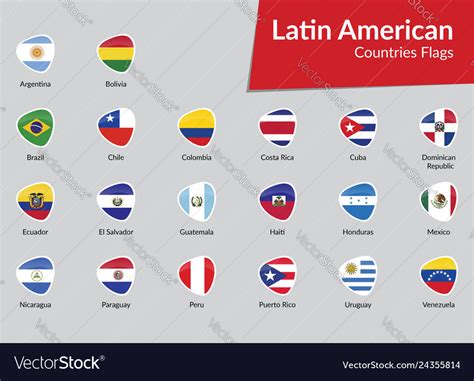 Latin American Countries Flags Icon Collection Vector Image