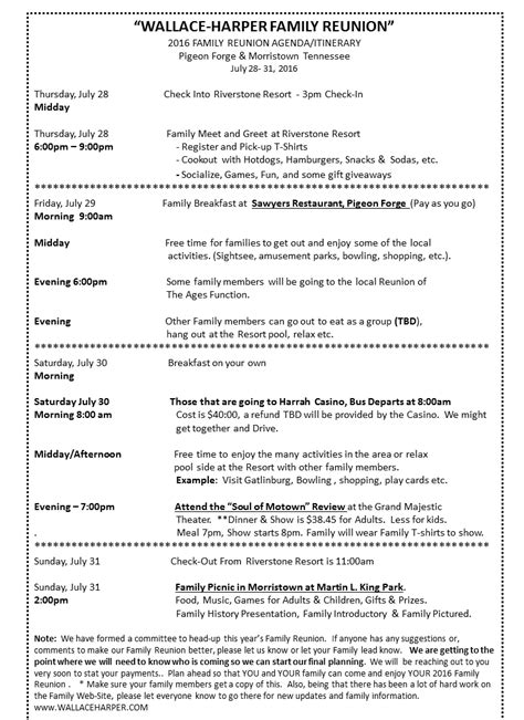 Sample family reunion program templates | itinerary peacock family reunion 2010. 2016 Family Reunion Agenda | Family reunions, Family ...