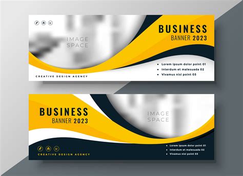 Modern Yellow Wavy Business Banner Design Download Free Vector Art
