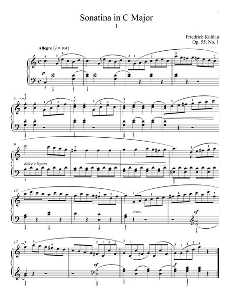 Sonatina In C Major Op 55 No 1 Partitions Friedrich Kuhlau