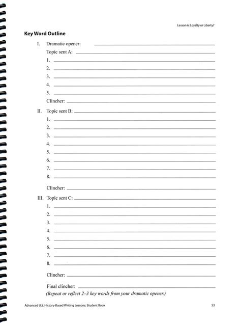 Key Word Outline Template