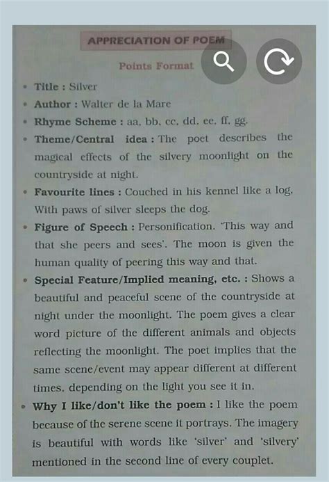 Appreciation on poem silverappreciation on Silver poem by Walter De La