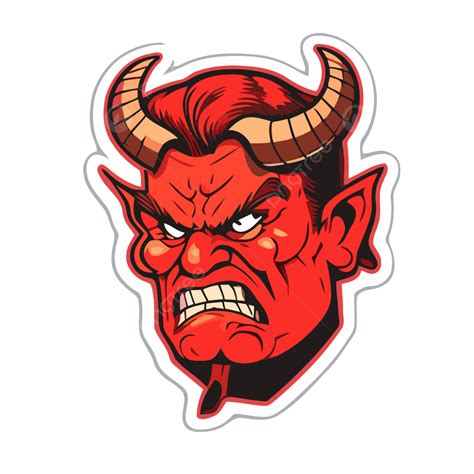 Red Angry Red Sticker Vector Clipart Red Devil Head Sticker Design