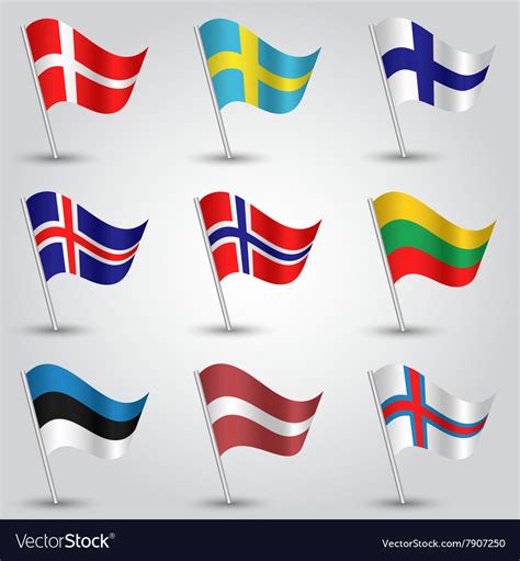 Set Of Flags Countries Of Northern Europe Vector Image