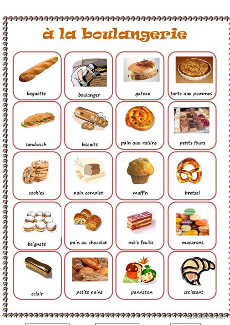 BOULANGERIE dictionnaire visuel ou t Français FLE fiches pedagogiques