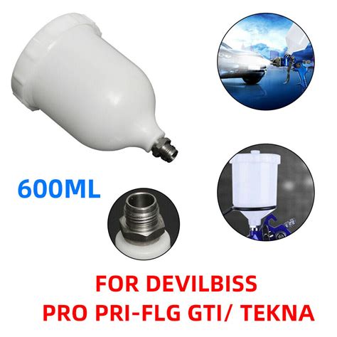 Spray Gun Pot 600ML Paint Cup Replace For Devilbiss GTI TEKNA Pro Pri