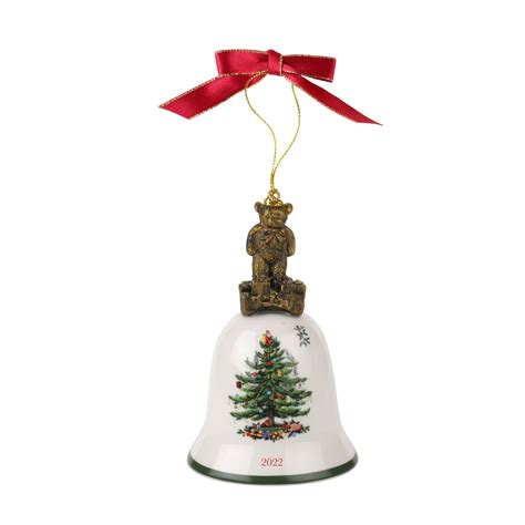 Spode Christmas Tree Teddy Bear Annual Bell Ornament 2022