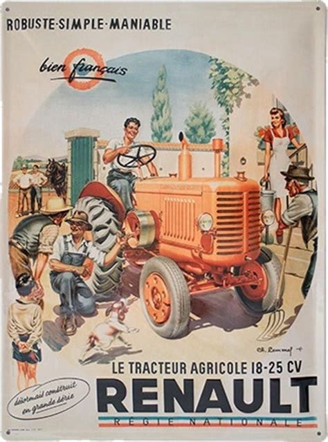 Plaque Métal Vintage Renault Tracteur Agricole Tracteur Agricole