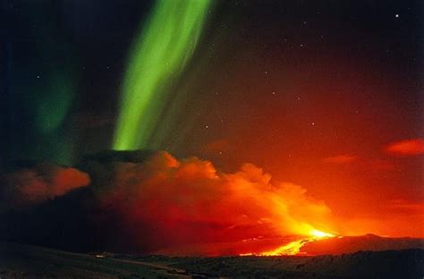 Northern Lights Over A Volcano Iceland Northern Lights Cool Photos