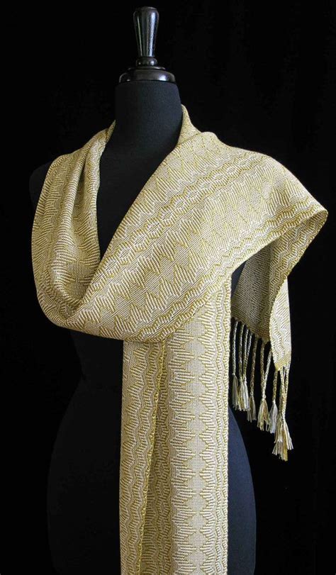 Extra Long Handwoven Scarf Tencel Scarf Diamonds And Gold Etsy In