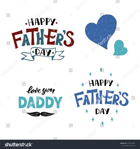 Happy Fathers Day Hand Lettering Set Stock Vector Royalty Free 1077816395 Shutterstock