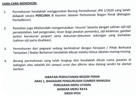 Jabatan perhutanan negeri perak is tasked to manage the natural resources of forest in perak in order to achieve a sustainable development. Jawatan Kosong Jabatan Perhutanan Negeri Perak 2020