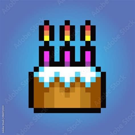 Birthday Cake Pixel Art Vector Icon Stock Vector Adobe Stock