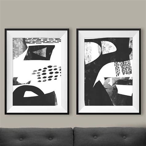 Set Of 2 Prints 2 Black And White Abstract Art Printable Etsy Australia