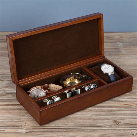 Personalised Leather Watch And Cufflink Box By Ginger Rose