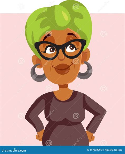 African Grandmother Vector Cartoon Character Stock Vector Illustration Of Cool Granny 197332996